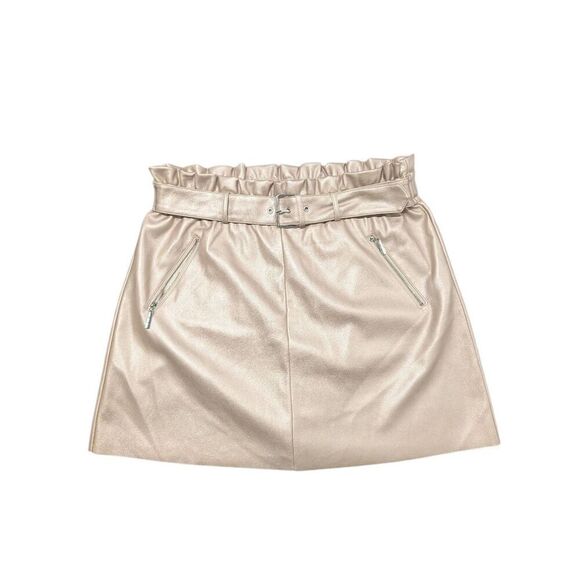 NWT Marc New York Skirt Soft Faux Leather Light Pink Metalic Belted Women's Size - Picture 1 of 6